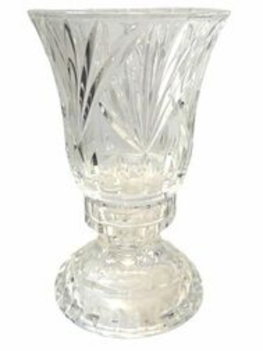 ✨Vintage Cut Crystal Pedestal Vase Heavy Clear Glass Urn Style Vase